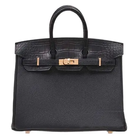 バーキン(Birkin) タッチ25 ブラック トゴ/クロコダイル アリゲーターマット ローズゴールド金具