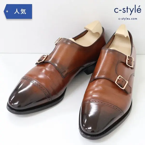 JOHN LOBB PHILIP II ダブルバックル ミスティカーフ 6H レザー ブラウン