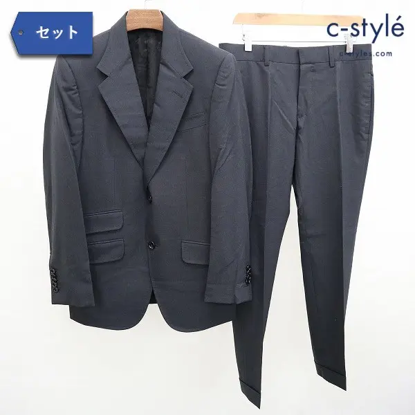 GUCCI グッチ スーツ上下セット 7-46R ブラック 裏地GG サイドベンツ 2B