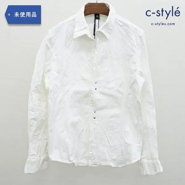 wjk ダブルジェイケイ aging hook shirt ホワイト 長袖シャツ 綿 ストレッチ