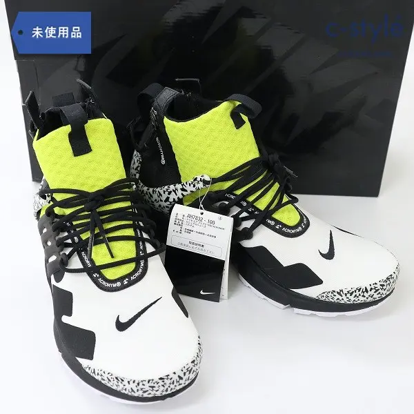 NIKE ナイキ AIR PRESTO MID/ACRONYM 28cm ホワイト×イエロー スニーカー