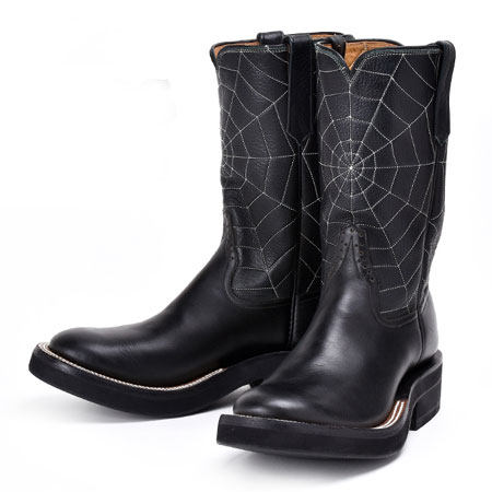 RIOS OF MERCEDES(リオスオブメルセデス) MEN’S ROPER BOOTS HORSE BUTT BLACK With SPIDERWEB STITCH／9336T
