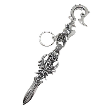 TRAVIS WALKER(トラヴィスワーカー) SCROLL HOOK SAW WITH HAMMERED KING WING DAGGER KEY CHAIN