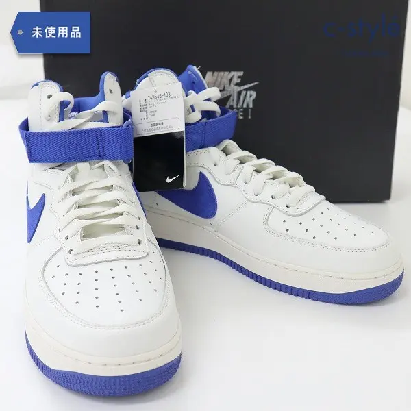 NIKE ナイキ AIR FORCE 1 HI RETRO QS 28cm ホワイト×ブルー スニーカー AF1