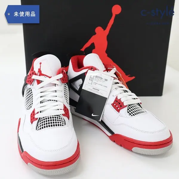 NIKE AIR JORDAN 4 RETRO 28cm ホワイト × レッド スニーカー DC7770-160