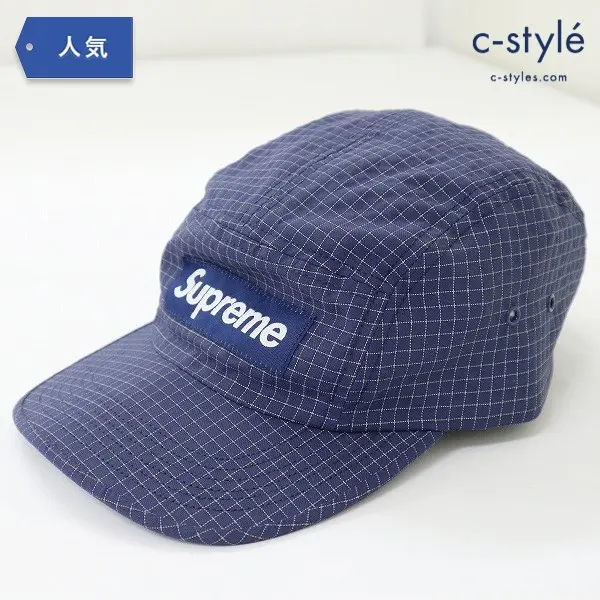 Supreme リフレクティブ リップストップ キャンプキャップ 帽子 ネイビー