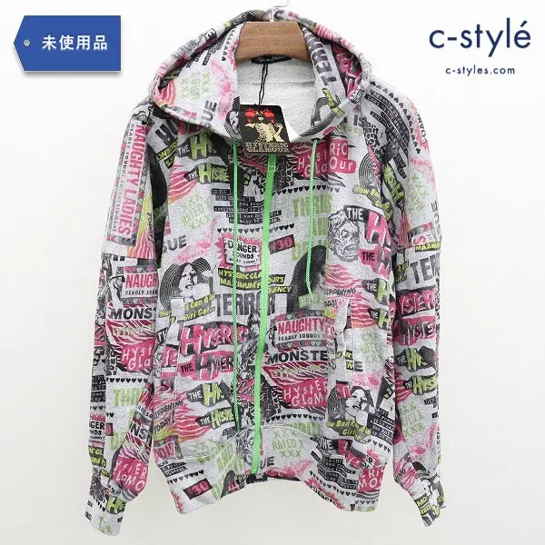 HYSTERIC GLAMOUR ジップパーカー 0151CF09919 MULTI サイズF グレー フーディ