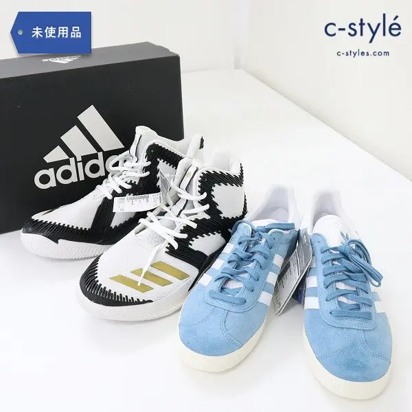 adidas GAZELLE ブルー + SPG ホワイト×ブラック スニーカー 27.5cm