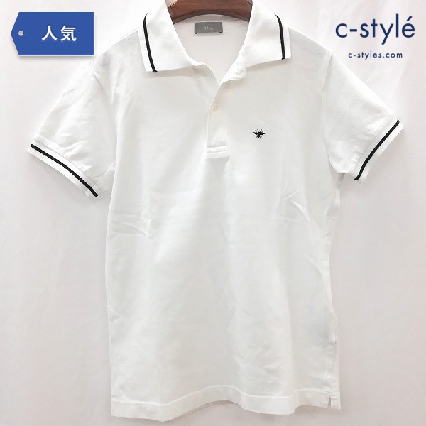 Christian Dior ディオール ビー刺繍 ポロシャツ XS 白 733J805B0373 半袖 綿