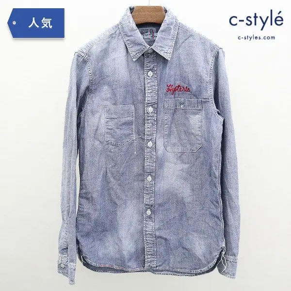 HYSTERIC GLAMOUR シャンブレーシャツ M インディゴ 02171AH16 刺繍 デニム