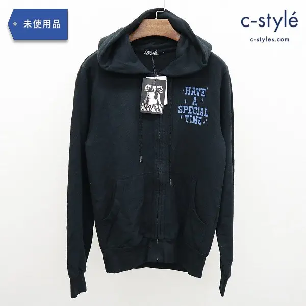 HYSTERIC GLAMOUR ジップアップ長袖パーカー S 黒 0243CF12296 ガール 綿