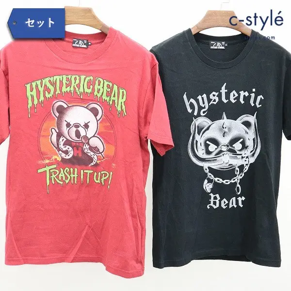 HYSTERIC GLAMOUR ヒステリックグラマー Tシャツ ベアプリント S 黒 XS 赤