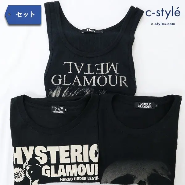 HYSTERIC GLAMOUR Tシャツ タンクトップ バイクガール スカル S F 綿 計3点