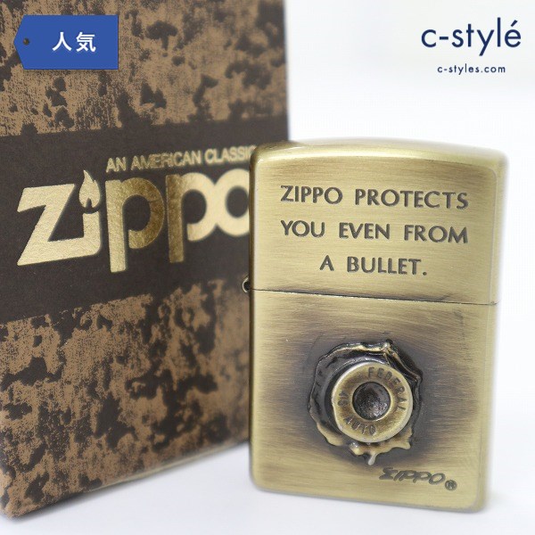 ZIPPO ジッポー BB-BU PROTECTS YOU EVEN FROM A BULLET 立体 ライター ゴールド 真鍮 喫煙具