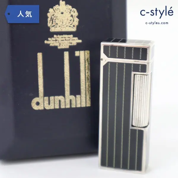 Dunhill ダンヒル ローラーガスライター ピンクストライプラッカー ネイビー