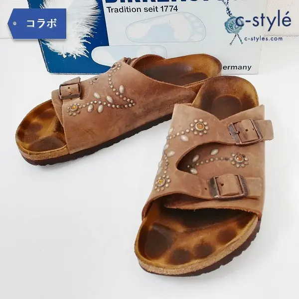 HTC × BIRKENSTOCK ZURICH チューリッヒ フラワー柄スタッズ サンダル 42 キャメル ドイツ製