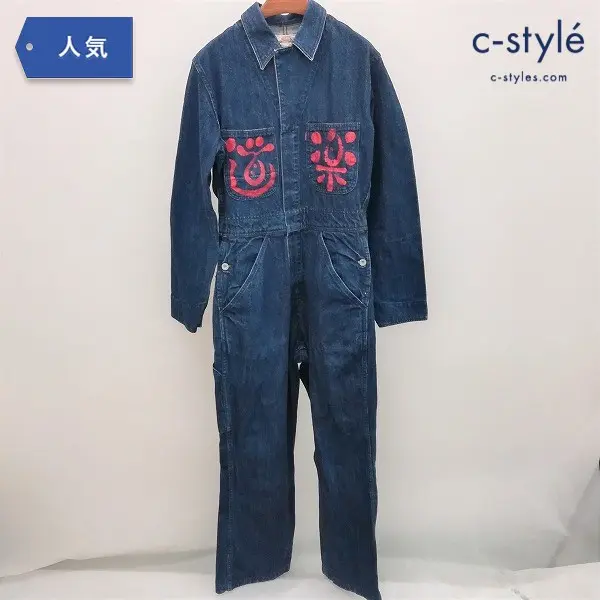 EVISU エヴィス LOT 1200 デニム オーバーオール 38 インディゴ 道楽 カモメ つなぎ オールインワン