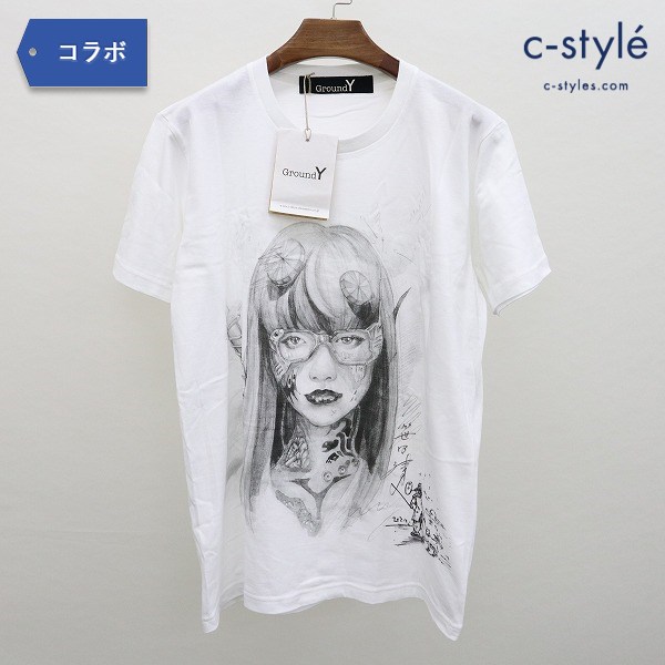 GroundY × 笹田靖人 グラフィックプリントTシャツ GIRL 3 ホワイト GY-T15-012-1