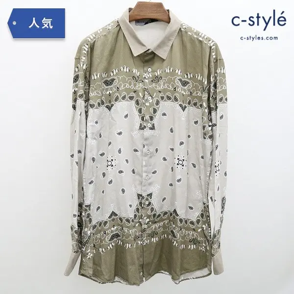 ETRO エトロ ペイズリー柄シャツ XL カーキ 長袖 ボタンシャツ Made in Italy イタリア製