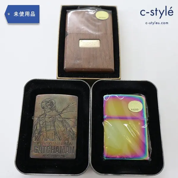 ZIPPO ジッポー ガッチャマン ウッド調 レインボー オイルライター 喫煙具 喫煙雑貨 アニメ 計3点