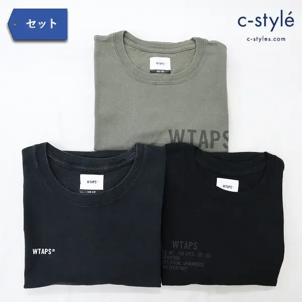 WTAPS ダブルタップス 半袖Tシャツ カットソー サイズ2 ブラック グレー系 ロゴ プリント 計3点