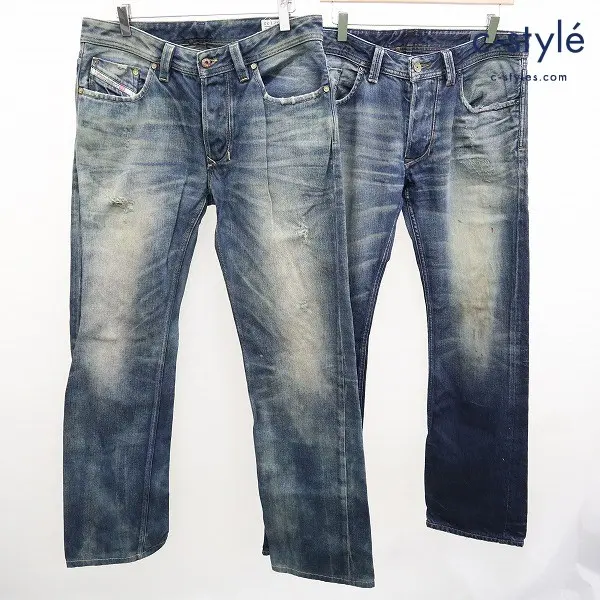 DIESEL ディーゼル LARKEE 0075L Blue Eyecons ブルーアイコン デニムパンツ W32 インディゴ ダメージ