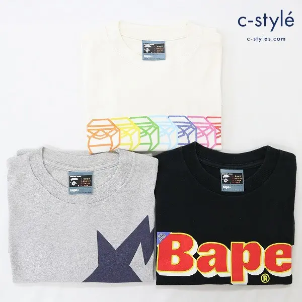 A BATHING APE アベイシングエイプ 半袖Tシャツ BAPE ベイプ S 日本製 コットン100% プリント 綿 計3点