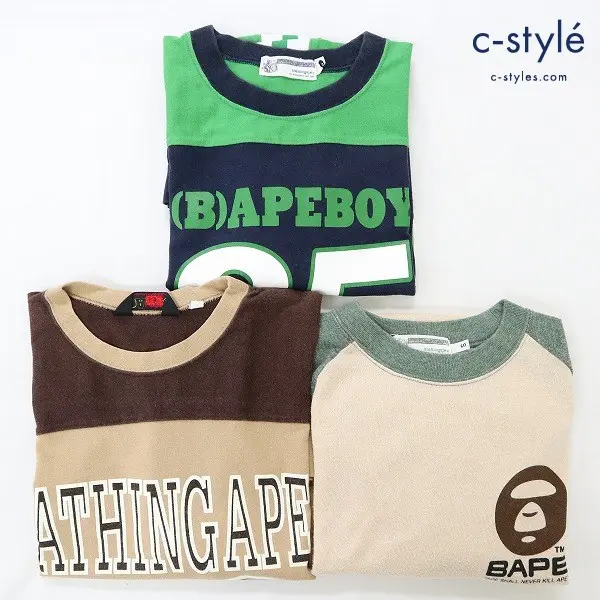 A BATHING APE アベイシングエイプ 半袖Tシャツ BAPE ベイプ S 日本製 クルーネック プリント 計3点