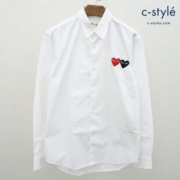 COMME des GARONS コムデギャルソン PLAY ロゴ刺繍シャツ M ホワイト