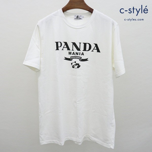 HYSTERIC GLAMOUR ヒステリックグラマー 野口強 コラボ PANDA MANIA ロゴTシャツ L ホワイト