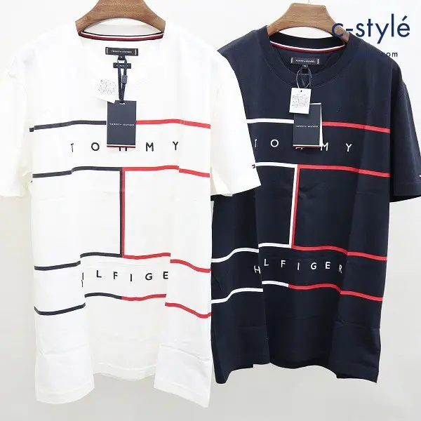 TOMMY HILFIGER トミーヒルフィガー Clean DNA flag moment Capsule Tシャツ XL ホワイト＋ネイビー