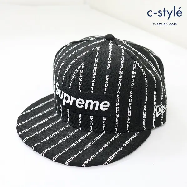 Supreme シュプリーム 19SS Text Stripe Box Logo New Era Cap 7・3/8 58.7cm ブラック キャップ