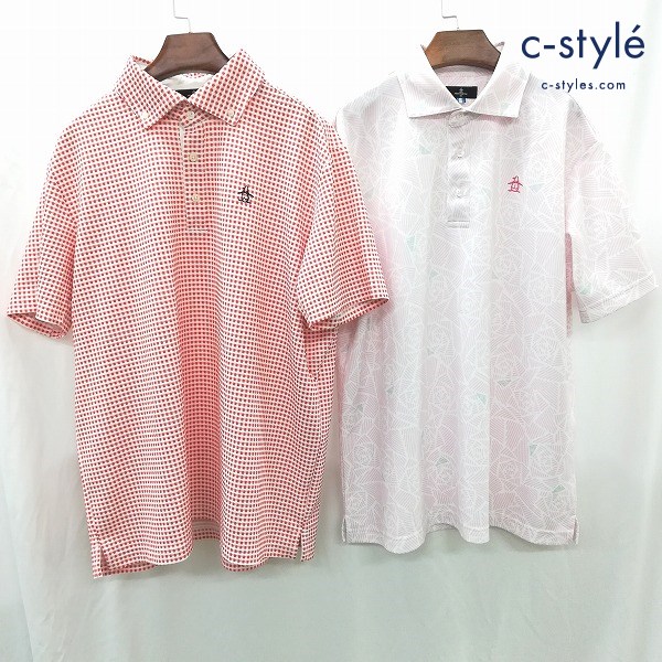 Munsing wear マンシングウェア ポロシャツ レッド×ホワイト + ピンク×ホワイト 計2点 3L 半袖 ギンガム