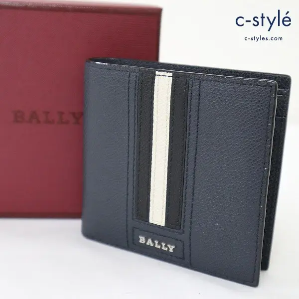 BALLY バリー 二つ折り財布 TEISEL.LT ネイビー系 レザー サイフ ウォレット