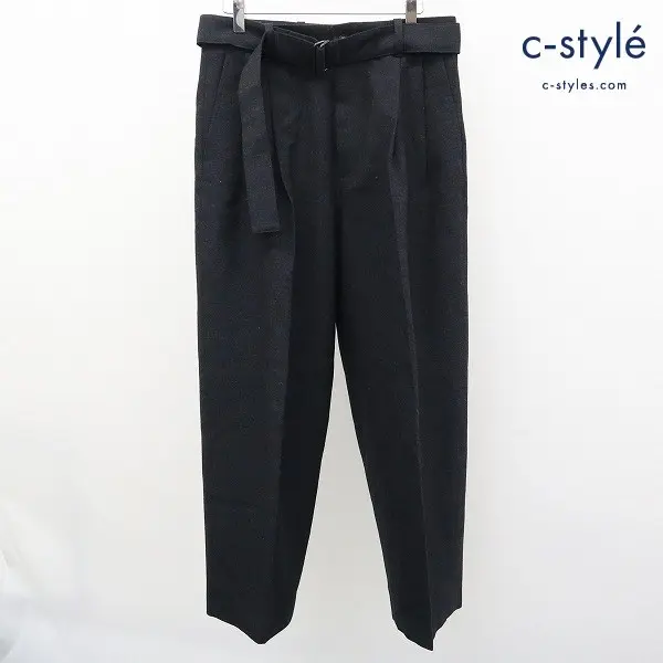 Stein シュタイン BELTED WIDE STRAIGHT TROUSERS/S トラウザー パンツ S ブラック ST283-1 日本製