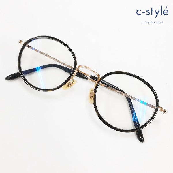 BJ CLASSIC COLLECTION COM-111S 眼鏡 度入り 49□22-143 ゴールド×ブラック 日本製 丸メガネ