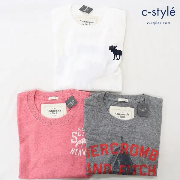 Abercrombie&Fitch アバクロンビー&フィッチ クルーネックTシャツ Mサイズ 半袖 刺繍 プリント 計3点