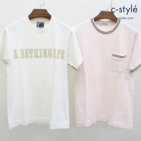 A BATHING APE アベイシングエイプ Tシャツ S 計2点 ピンク ホワイト 半袖 日本製 クルーネック