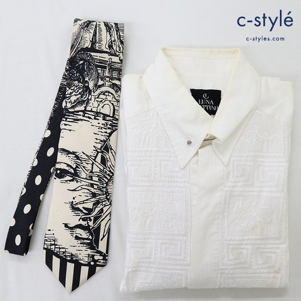 LUNA MATTINO ルナマティーノ ダブルカフシャツ ネクタイ 計2点 M 綿 シルク 100% 日本製