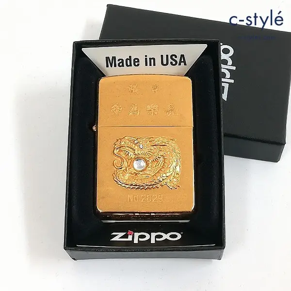 ZIPPO ジッポー 福吉 季萬楽長 龍 No.2629 ゴールド 1995年製 喫煙具 喫煙グッズ