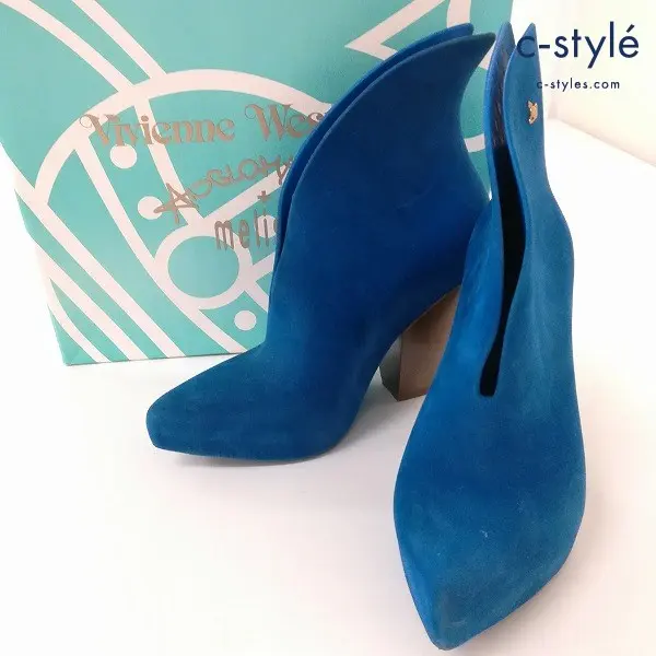 ヴィヴィアンウエストウッド melissa ブーティ 23.5cm ブルー ヒール ブーツ レディース