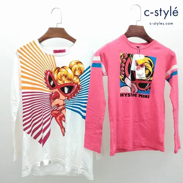HYSTERIC MINI ヒステリックミニ Tシャツ 計2点 長袖 140 ホワイト ピンク 綿100 キッズ プリント