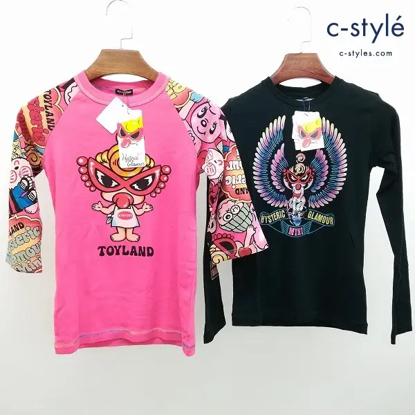 HYSTERIC MINI ヒステリックミニ 長袖 七分袖 Tシャツ 計2点 140 ピンク ブラック 日本製 キッズ