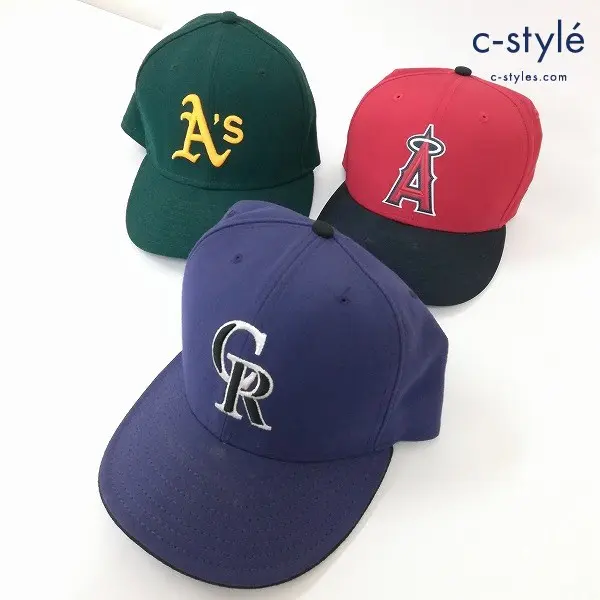 NEW ERA ニューエラ MLB ベースボールキャップ まとめ 帽子 野球 7 3/8 レッド パープル 緑 計3点