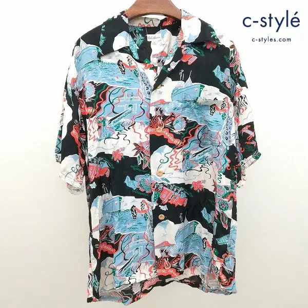 SUN SURF サンサーフ アロハシャツ M ブラック系 SS33564 総柄