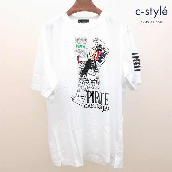 CASTEL BAJAC カステルバジャック ポパイ Tシャツ 半袖 サイズ48 ホワイト 日本製 綿