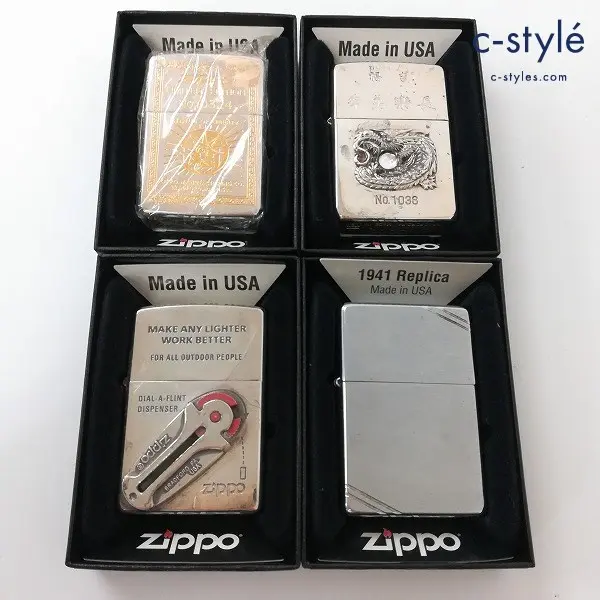 ZIPPO ジッポー オイルライター 1941 レプリカ / 自由の女神 / 福吉 季萬楽長 龍 他 喫煙具 喫煙グッズ 計4点