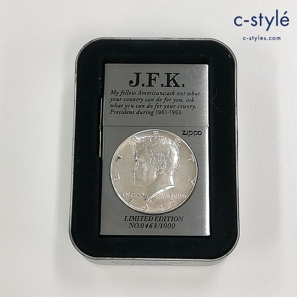 ZIPPO ジッポー ライター 1933 ファーストレプリカ J.F.K. ケネディ大統領 コイン貼り シルバー