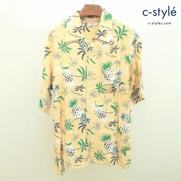 MAISON KITSUNE × Kona Bay Hawaii 半袖 アロハシャツ L イエロー系 総柄 KMH-39020-A