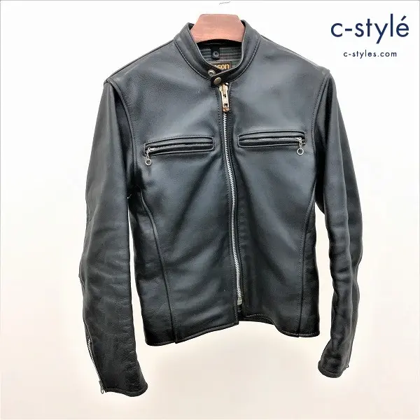 Vanson Leathers バンソン シングルライダースジャケット 34 ブラック 25046663 裏地チェック柄